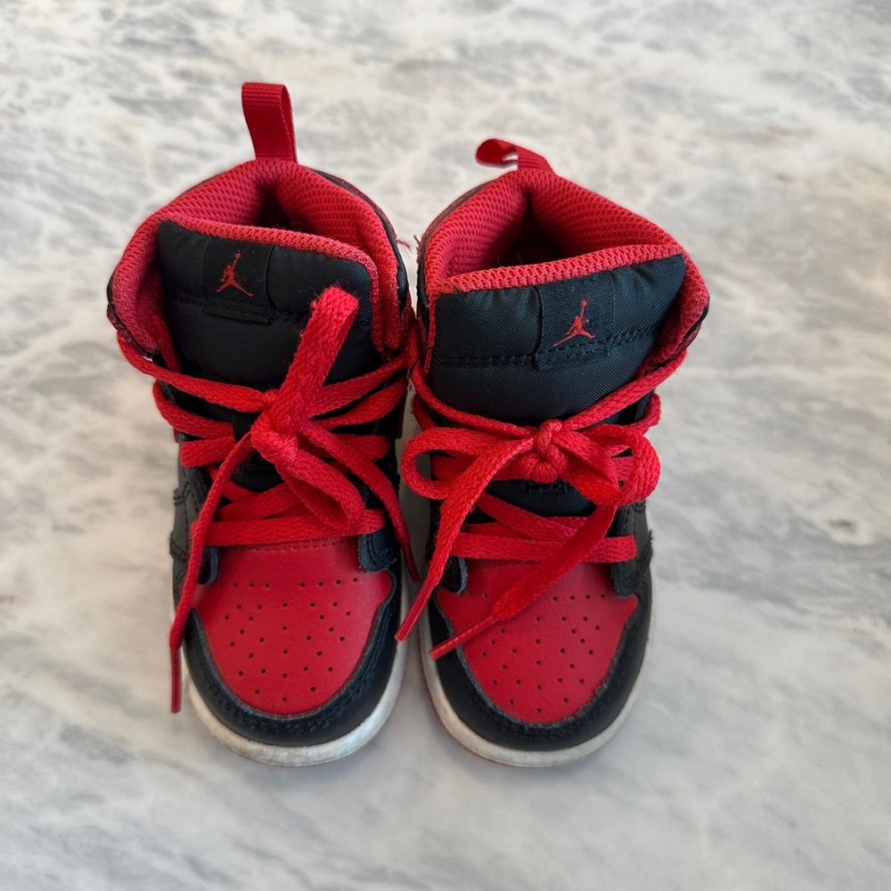 Nike Jordan Red and Black Baby Walker Shoes High-Top Design